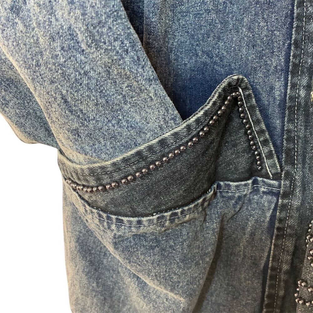 Golden River Vintage Embellished Denim Jacket Women's L Blue Beaded - Picture 3 of 10